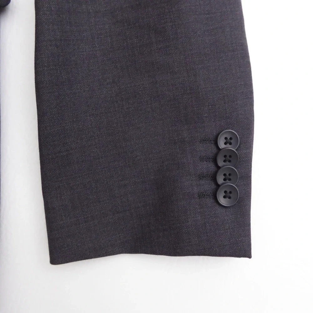 Theory Mens Blazer Jacket Charcoal Grey 100% Wool Two Button 42 Long